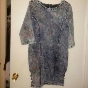 PAINT SPLASHED DENIM DRESS